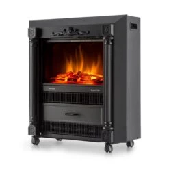 Grenoble Elektrischer Kamin Heizlüfter 1850 W Bodenrollen Thermostat -Haushaltsgeräte 10012129 yy 0004 front Klarstein Grenoble Elektrischer Kamin 2000W