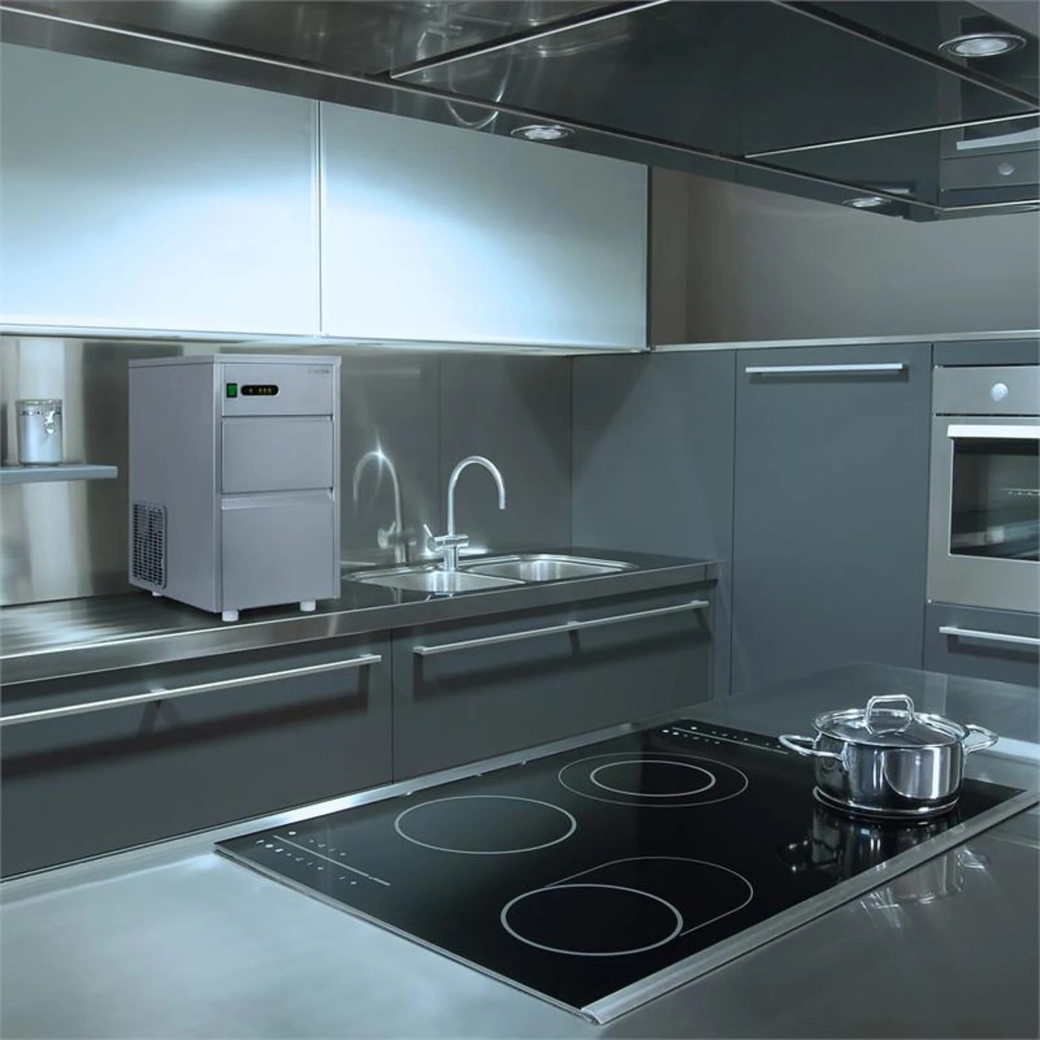 Powericer XL Eiswürfelmaschine Industrie 145W 20 Kg/d 3,5 Kg Behälter 2 Powericer XL Eiswürfelmaschine Industrie 145W 20 Kg/d 3,5 Kg Behälter – Bild 2