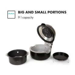 VitAir Heißluftfritteuse Schwarz 1400W Grillen Backen 9 Liter -Haushaltsgeräte 10021766 yy 0004 logo Klarstein VitAir Heissluftfritteuse V1 Schwarz Grau reedit