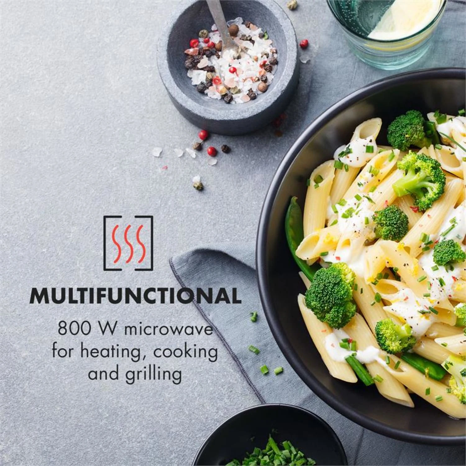 Fine Dinesty 2in1-Mikrowellen-Ofen Retro 23L 1000W 12 Programme Rot – Bild 4