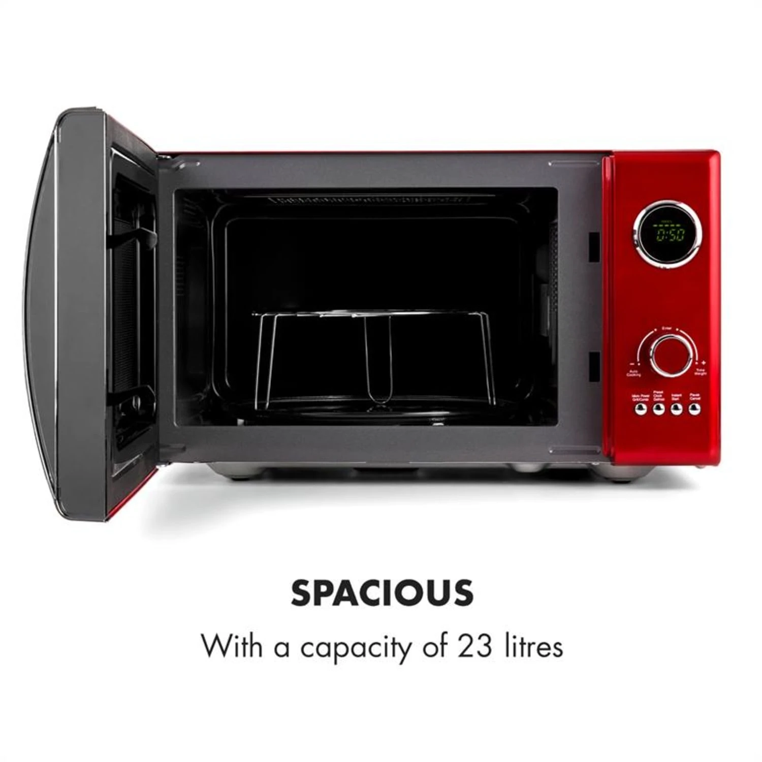 Fine Dinesty 2in1-Mikrowellen-Ofen Retro 23L 1000W 12 Programme Rot – Bild 6