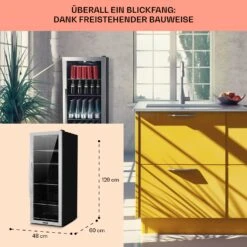 Beersafe 6XL Kühlschrank 201 Liter 5 Böden Panoramaglastür Edelstahl -Haushaltsgeräte 10031930 DE 0006 usp