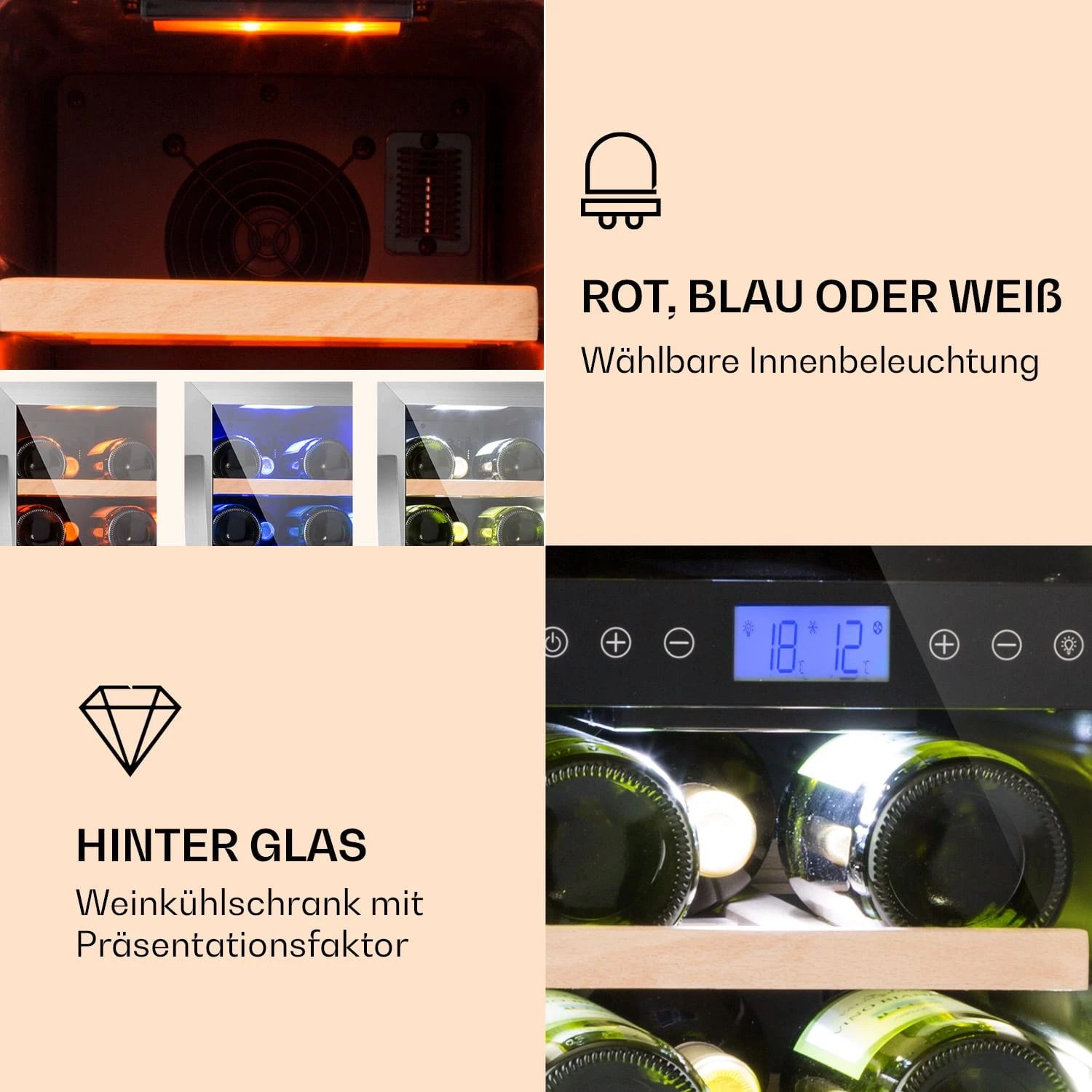 Vinovilla 17 Built-In Duo Weinkühlschrank 2 Zonen 53l 17 Fl. Glastür 3 Vinovilla 17 Built-In Duo Weinkühlschrank 2 Zonen 53l 17 Fl. Glastür – Bild 3