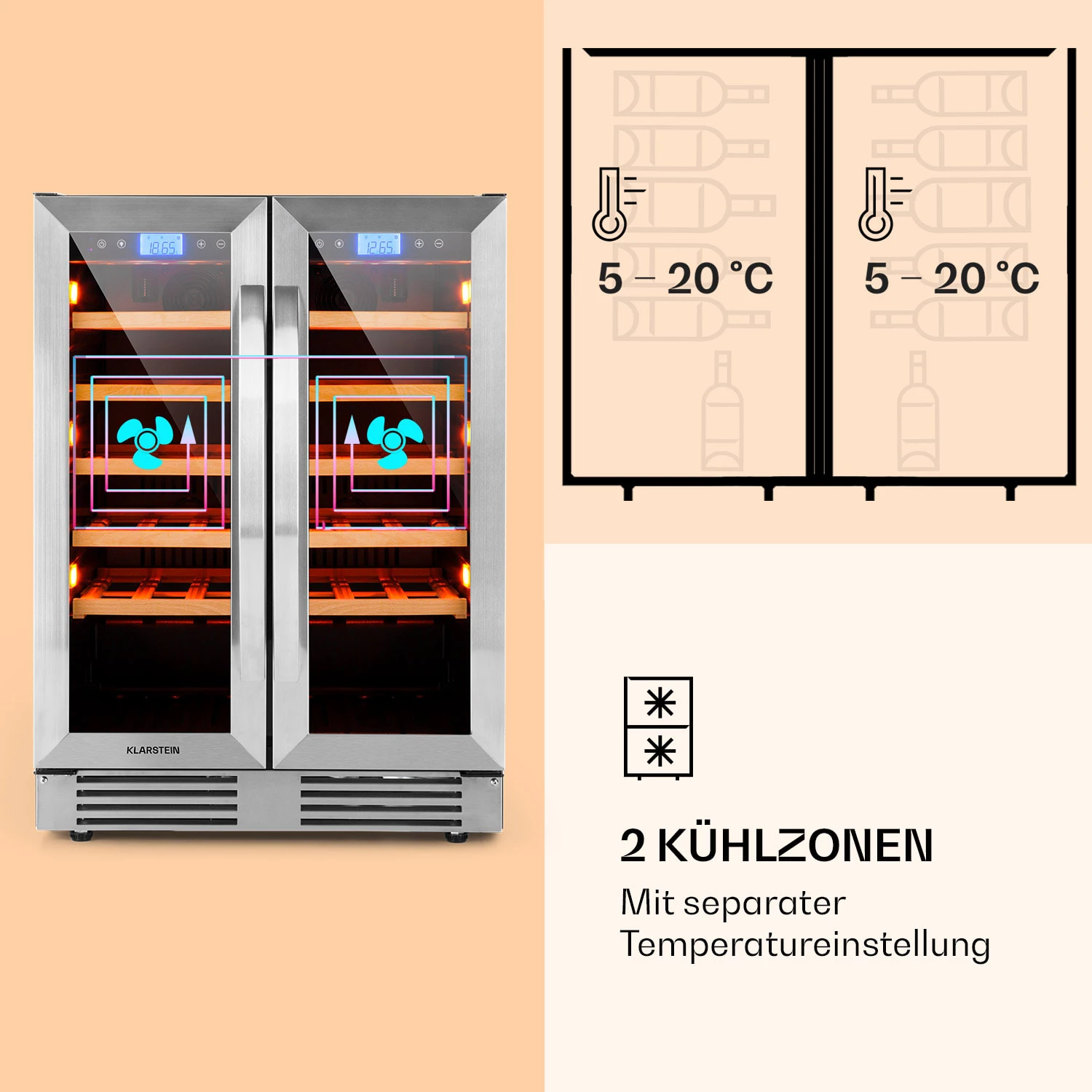 Vinovilla 42 Twin Built-In Duo Weinkühlschrank 2 Zonen 126l 42 Fl Glas 4 Vinovilla 42 Twin Built-In Duo Weinkühlschrank 2 Zonen 126l 42 Fl Glas – Bild 4
