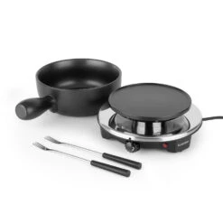 Sirloin Fondue-Set Raclette 1200 Watt Keramiktopf Edelstahlgabeln -Haushaltsgeräte 10032080 yy 0005 logo Klarstein Sirloin Raclette mit Fondue schwarz reedit V2