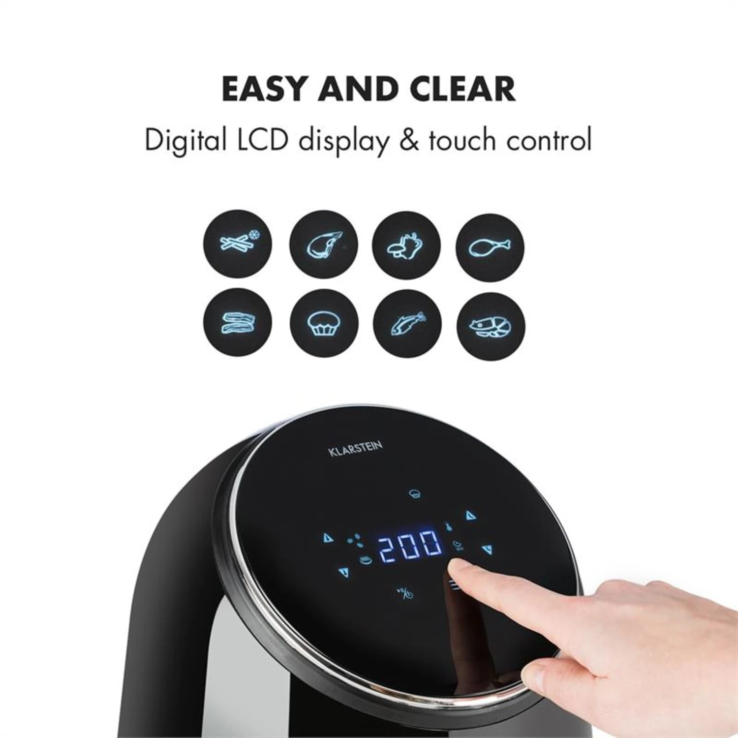 AirVital Heißluftfritteuse 1300W 2,5l CeraPlus-Antihaft Touch Schwarz 5 AirVital Heißluftfritteuse 1300W 2,5l CeraPlus-Antihaft Touch Schwarz – Bild 5