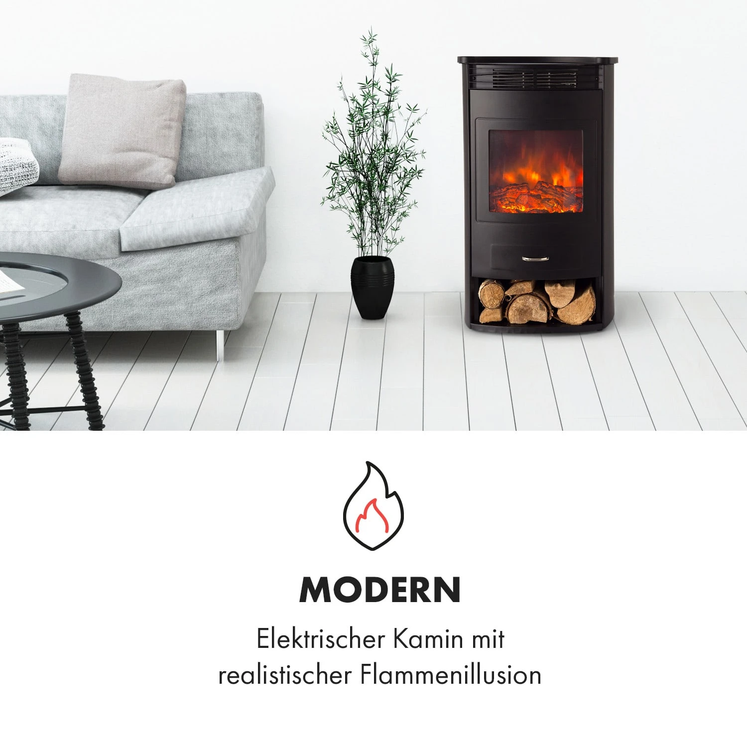 Bormio Elektrischer Kamin 950/1900W Thermostat Wochentimer 2 Bormio Elektrischer Kamin 950/1900W Thermostat Wochentimer – Bild 2