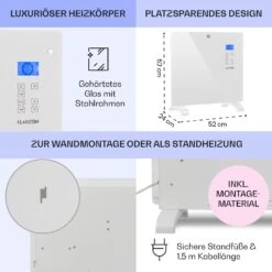 Norderney Konvektions-Heizgerät Thermostat Timer 1000W 20m² Weiß -Haushaltsgeräte 10032788 de 0006 usp