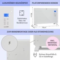 Norderney Konvektions-Heizgerät Thermostat Timer 2000W 30m² Weiß -Haushaltsgeräte 10032790 de 0006 usp