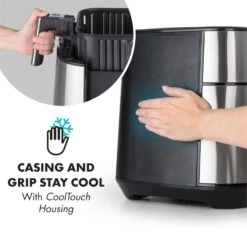 AeroVital Heißluftfritteuse 1700W 5,4 Liter Timer Edelstahl Silber -Haushaltsgeräte 10032848 yy 0006 logo Klarstein AeroVital Heissluftfritteuse silber reedit