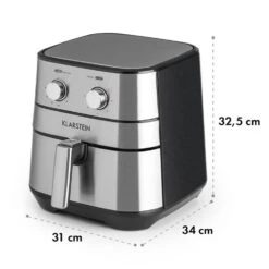 AeroVital Heißluftfritteuse 1700W 5,4 Liter Timer Edelstahl Silber -Haushaltsgeräte 10032848 yy 0010 logo Klarstein AeroVital Heissluftfritteuse silber reedit