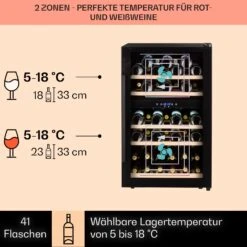 Barossa 40 Duo Weinkühlschrank 2 Zonen 41 Flaschen Glastür Touch LED -Haushaltsgeräte 10032924 de 0003 usp