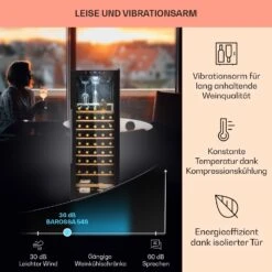 Barossa 54 Uno Weinkühlschrank 155 L 54 Flaschen Glastür Touch LED -Haushaltsgeräte 10032925 de 0004 usp
