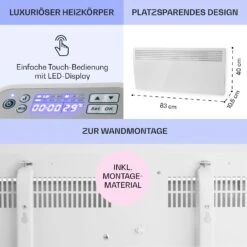 Hot Spot Slimcurve Heizgerät 80x40cm 40m² 2000W 5-40°C LED IP24 Weiß -Haushaltsgeräte 10033016 de 0006 usp