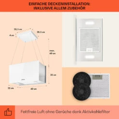 Kronleuchter L Inselabzugshaube 60cm Abluft: 590m³/h LED Touch Glas Weiß -Haushaltsgeräte 10033107 de 0005 usp