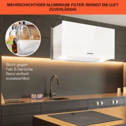 Kronleuchter L Inselabzugshaube 60cm Abluft: 590m³/h LED Touch Glas Weiß -Haushaltsgeräte 10033107 de 0006 usp