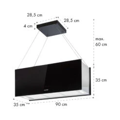 Kronleuchter XL Inselabzugshaube 90cm Umluft 590m³/h LED Touch Schwarz -Haushaltsgeräte 10033108 yy 0011 dimensions