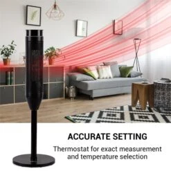 Heat Spike Turmheizgerät 1200/2200W 8h-Timer Thermostat Schwarz -Haushaltsgeräte 10033141 yy 0007 logo oneConcept Heat Spike Turmheizgeraet schwarz