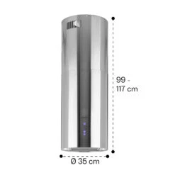 Beretta Inselabzugshaube Ø35cm Ab-/Umluft 650m³/h LED Edelstahl -Haushaltsgeräte 10033717 yy 0011 dimensions