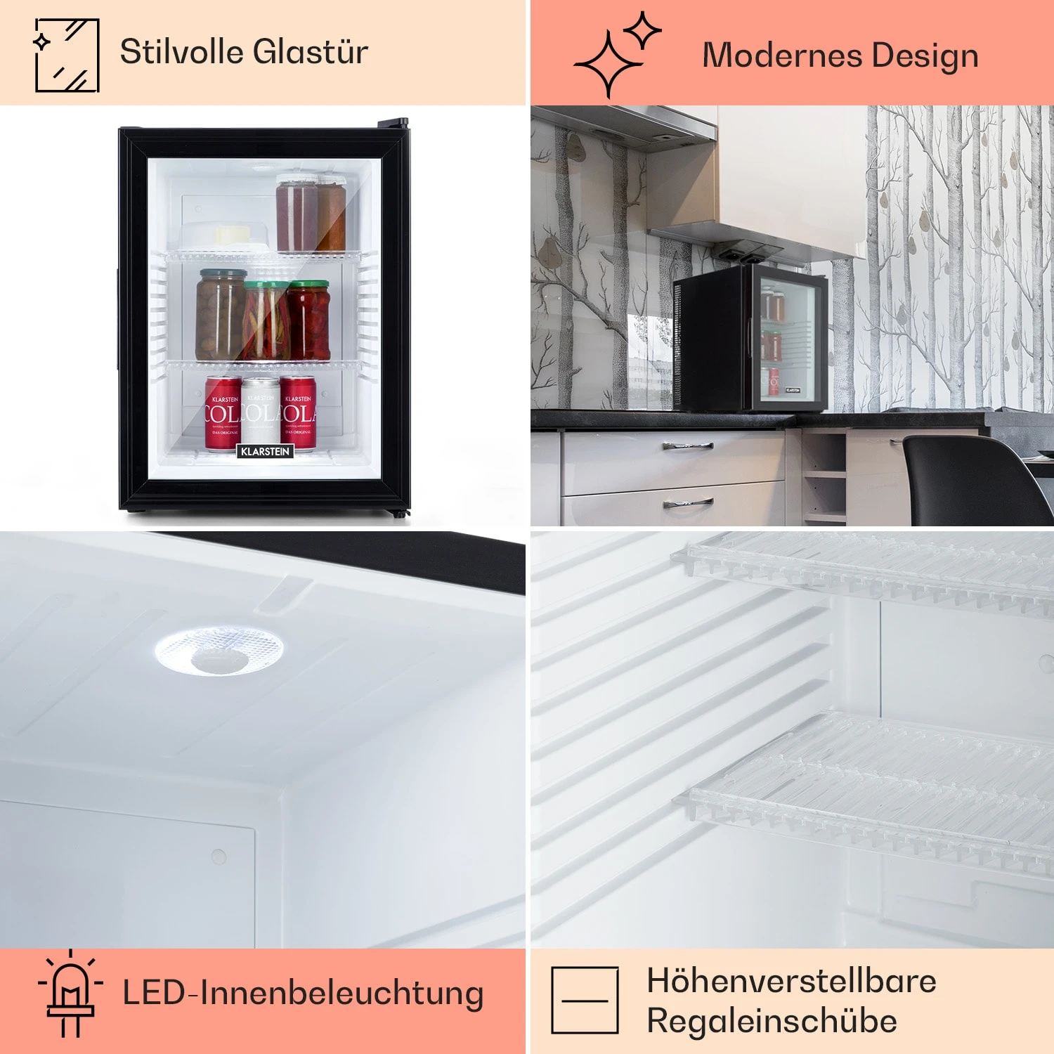 Brooklyn 42 Mini-Kühlschrank Glastür LED Ablage 5 Brooklyn 42 Mini-Kühlschrank Glastür LED Ablage – Bild 5