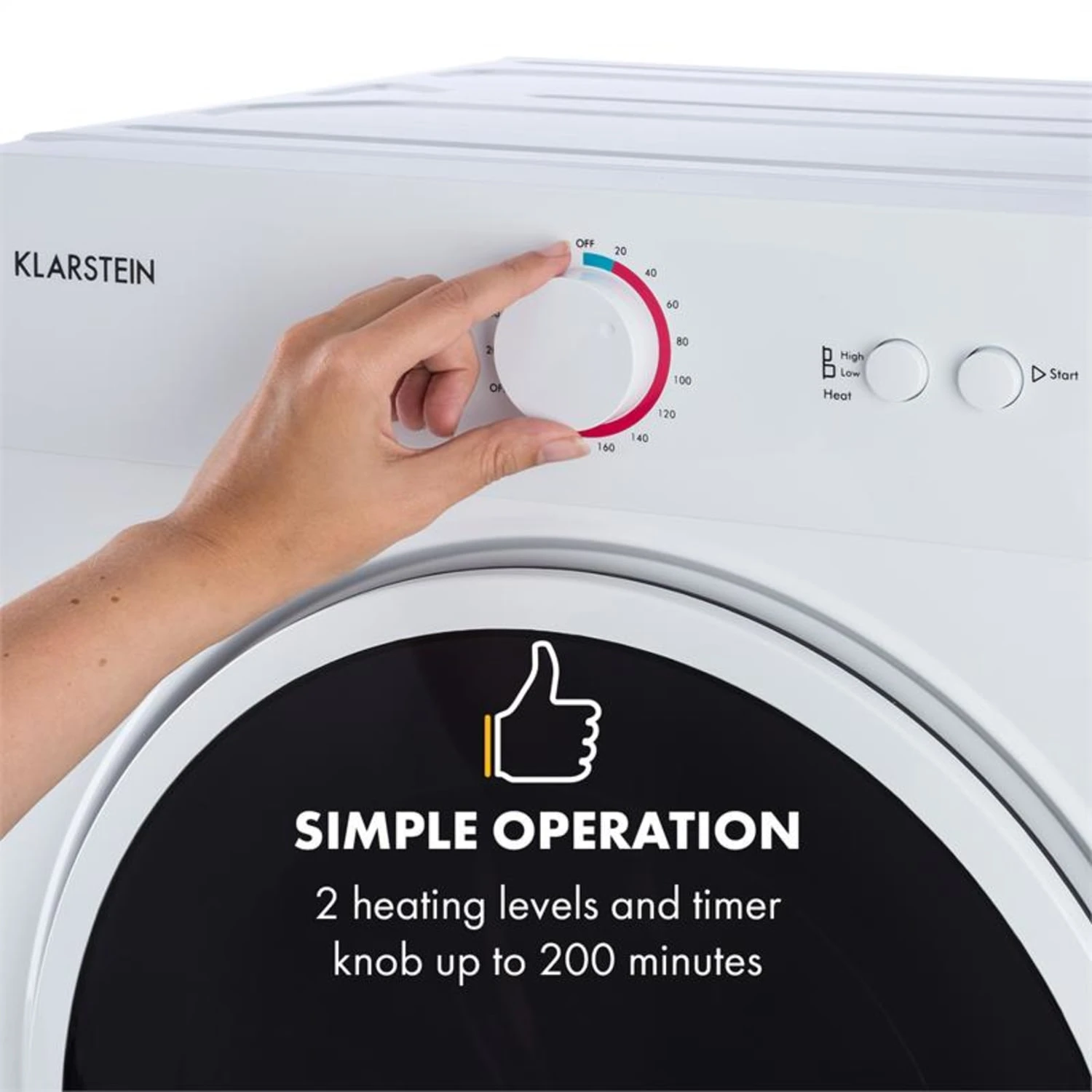 Jet Set Mini-Wäschetrockner Ablufttrockner 1020W EEK C 3kg 50cm Weiß 4 Jet Set Mini-Wäschetrockner Ablufttrockner 1020W EEK C 3kg 50cm Weiß – Bild 4