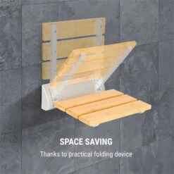 Arielle Duschsitz Bambus Aluminium Klappbar 160 Kg Max. Holz -Haushaltsgeräte 10034209 yy 0004 logo oneConcept Arielle Duschsitz Bambus