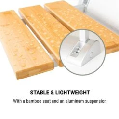 Arielle Duschsitz Bambus Aluminium Klappbar 160 Kg Max. Holz -Haushaltsgeräte 10034209 yy 0005 logo oneConcept Arielle Duschsitz Bambus