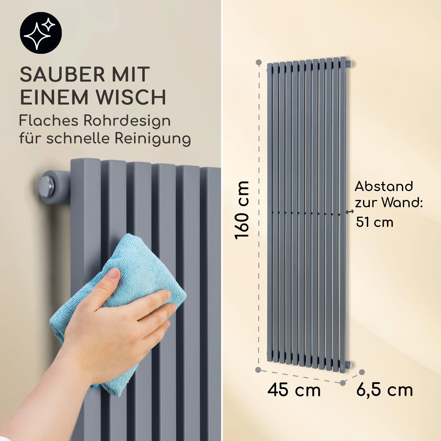 Delgado 160 X 45 Heizkörper 822W Warmwasser 1/2" 8-20m² Grau 6 Delgado 160 X 45 Heizkörper 822W Warmwasser 1/2" 8-20m² Grau – Bild 6