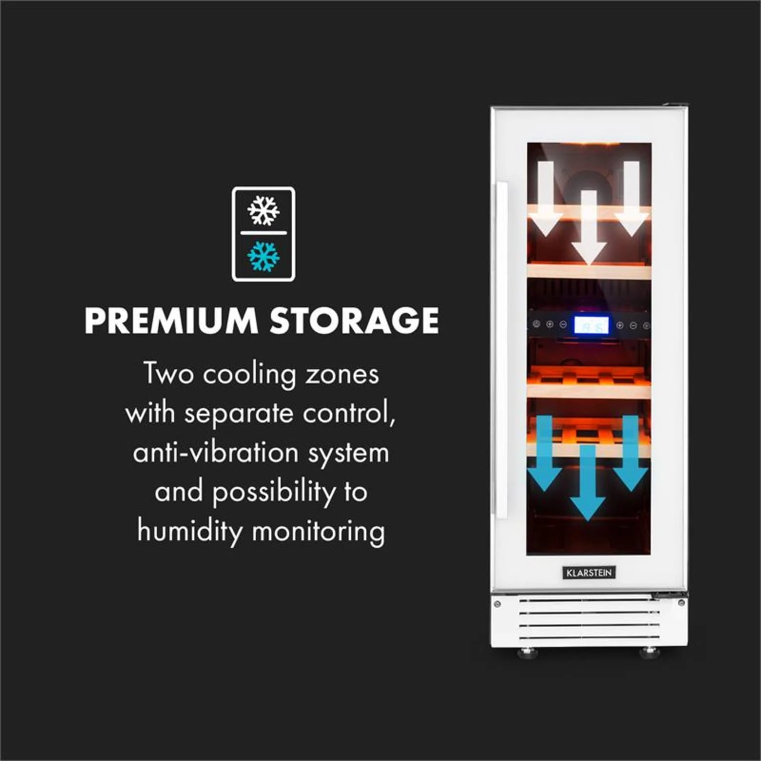 Vinovilla 17 Built-In Duo Zweizonen-Weinkühlschrank 53l 17 Fl. 3-Farben Glastür 7 Vinovilla 17 Built-In Duo Zweizonen-Weinkühlschrank 53l 17 Fl. 3-Farben Glastür – Bild 7