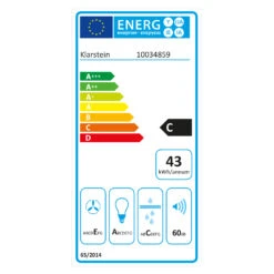 Capannina Unterbau-Abzugshaube 60cm 166m³/h LED Edelstahl -Haushaltsgeräte 10034859 energy label