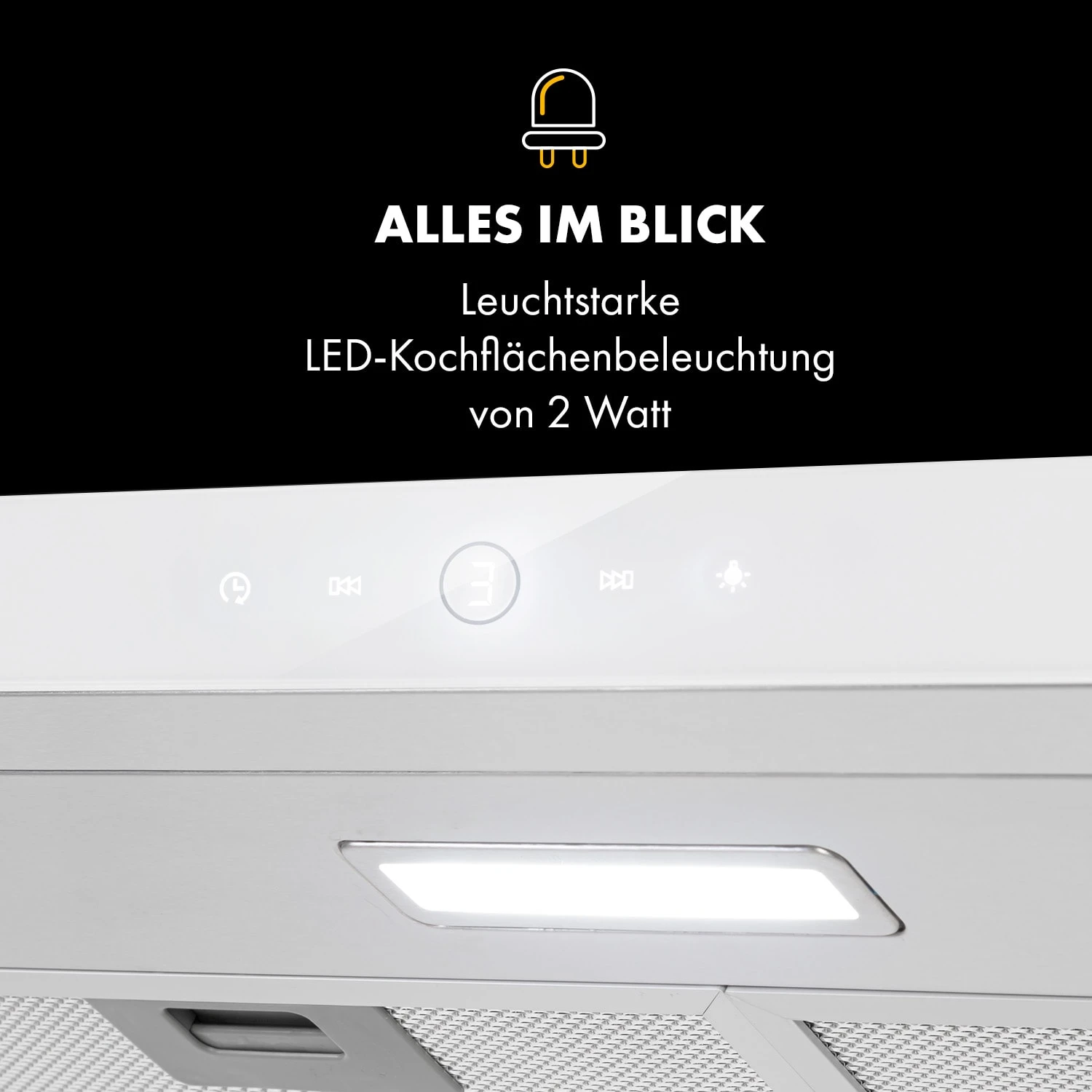 Contempo Neo Unterbau-Dunstabzugshaube 60cm 175m³/h LED Edelstahl Acryl Weiß 6 Contempo Neo Unterbau-Dunstabzugshaube 60cm 175m³/h LED Edelstahl Acryl Weiß – Bild 6