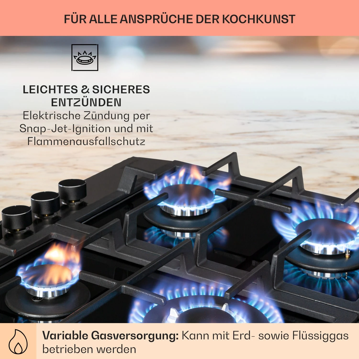 Alchemist 4 Zonen Gaskochfeld Aluminium-Brenner Glaskeramik Schwarz 5 Alchemist 4 Zonen Gaskochfeld Aluminium-Brenner Glaskeramik Schwarz – Bild 5