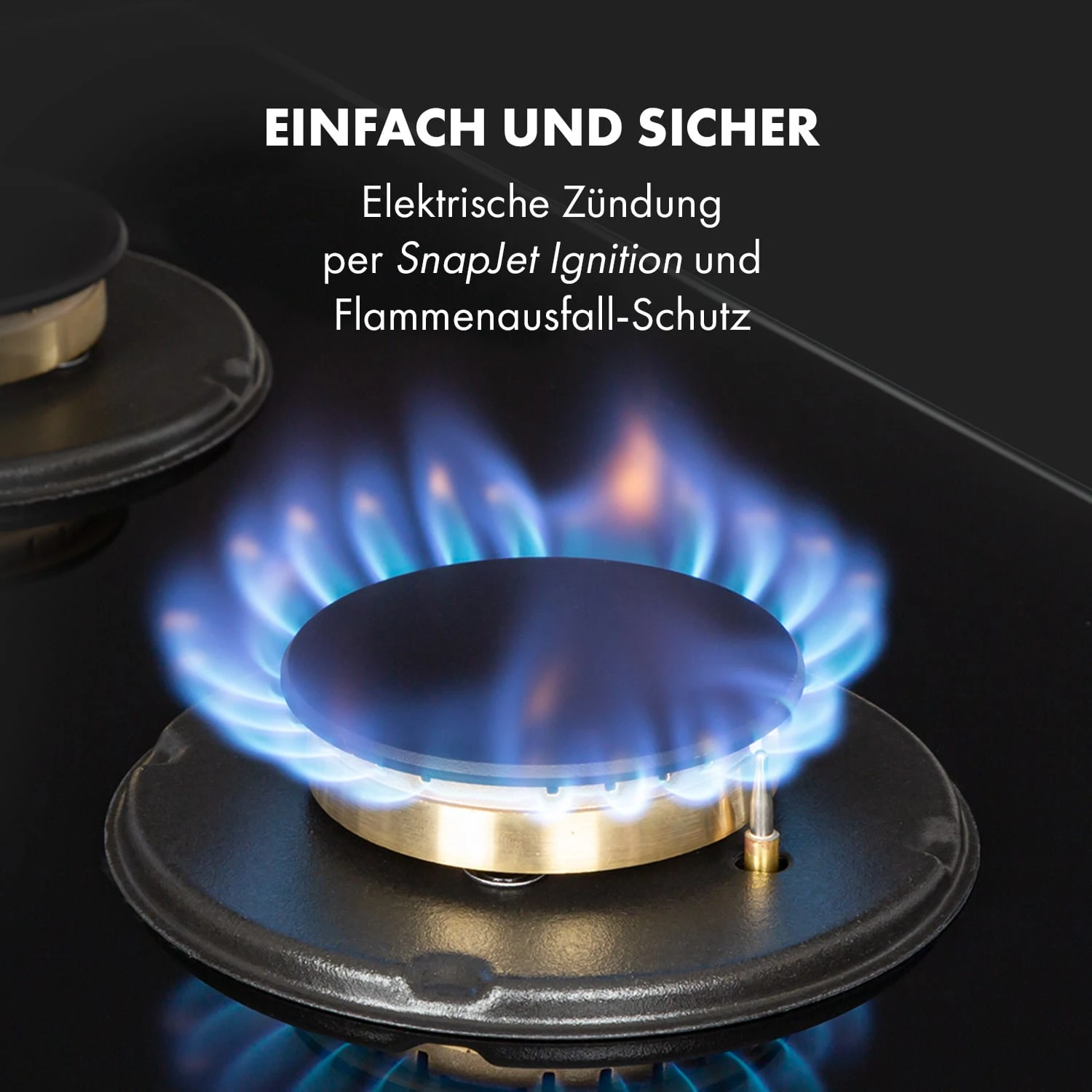 Goldflame 4 Gaskochfeld 4-flammig Messing-Brenner Glaskeramik Schwarz 5 Goldflame 4 Gaskochfeld 4-flammig Messing-Brenner Glaskeramik Schwarz – Bild 5