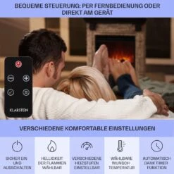 Etna Elektrokamin 1800W Wochentimer Fernbedienung LED -Haushaltsgeräte 10035043 de 0006 usp