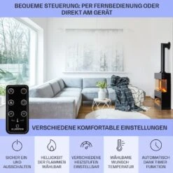 Zermatt Elektrischer Kamin 900/1800W Thermostat Flammenillusion -Haushaltsgeräte 10035265 de 0006 usp
