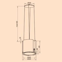 Skyfall Smart Inselabzugshaube Ø45cm Umluft 402m³/h LED -Haushaltsgeräte 10035379 yy 0008 dimensions