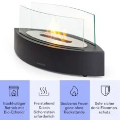 Phantasma Curve Ethanol-Kamin Rauch- & Geruchlos Edelstahl-Brenner Sicherheitsglas -Haushaltsgeräte 10035457 de 0003 usp