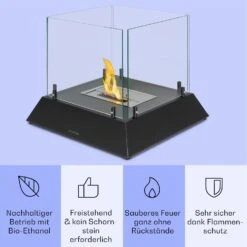 Phantasma Cubo Ethanol-Kamin Rauch- & Geruchlos Edelstahl-Brenner Sicherheitsglas -Haushaltsgeräte 10035458 de 0003 usp