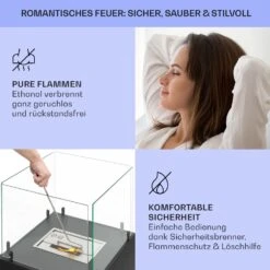 Phantasma Cubo Ethanol-Kamin Rauch- & Geruchlos Edelstahl-Brenner Sicherheitsglas -Haushaltsgeräte 10035458 de 0006 usp
