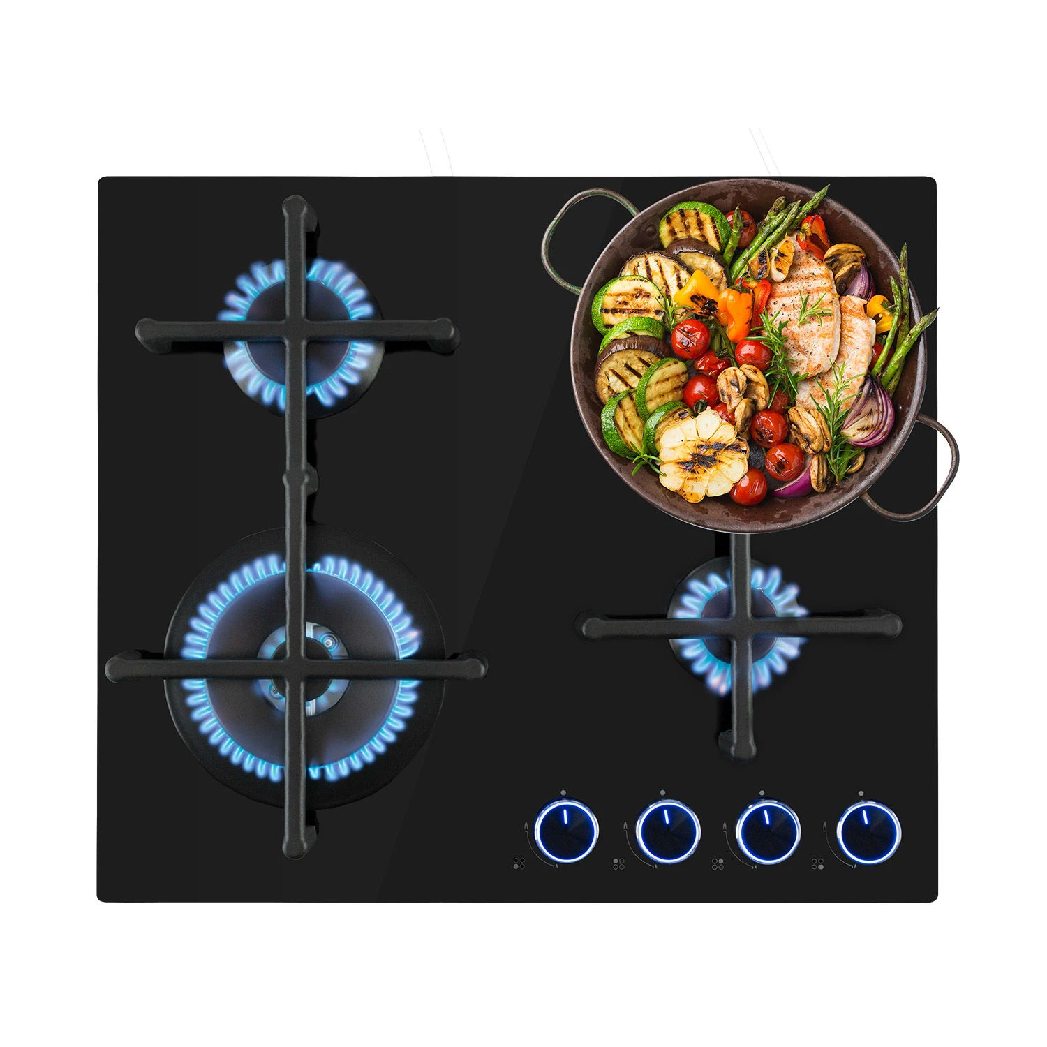 Illuminosa 4 Gaskochfeld 4-flammig Sabaf-Brenner Glaskeramik 1 Illuminosa 4 Gaskochfeld 4-flammig Sabaf-Brenner Glaskeramik