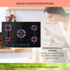 Illuminosa 5 Gaskochfeld 5-flammig Sabaf-Brenner Glaskeramik -Haushaltsgeräte 10035465 de 0003 usp