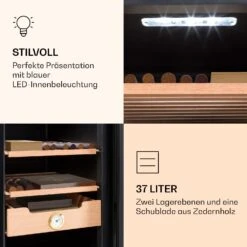 Klarstein El Presidente 37 Zigarren-Humidor 37L 2 Einschübe 1 Fach Zedernholz -Haushaltsgeräte 10036101 de 0006 logo