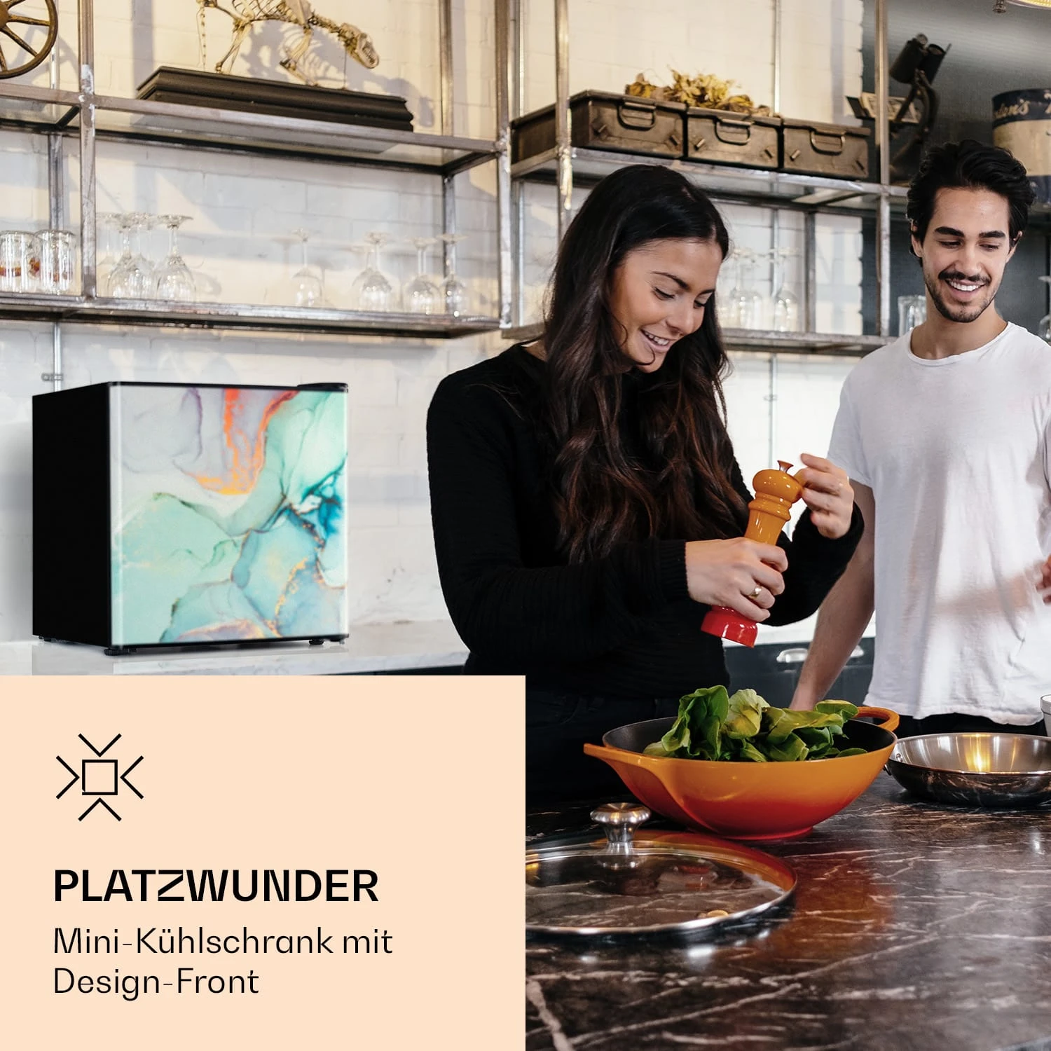 CoolArt 45L Mini-Kühlschrank EEK F Gefrierfach 1,5l Designtür 2 CoolArt 45L Mini-Kühlschrank EEK F Gefrierfach 1,5l Designtür – Bild 2