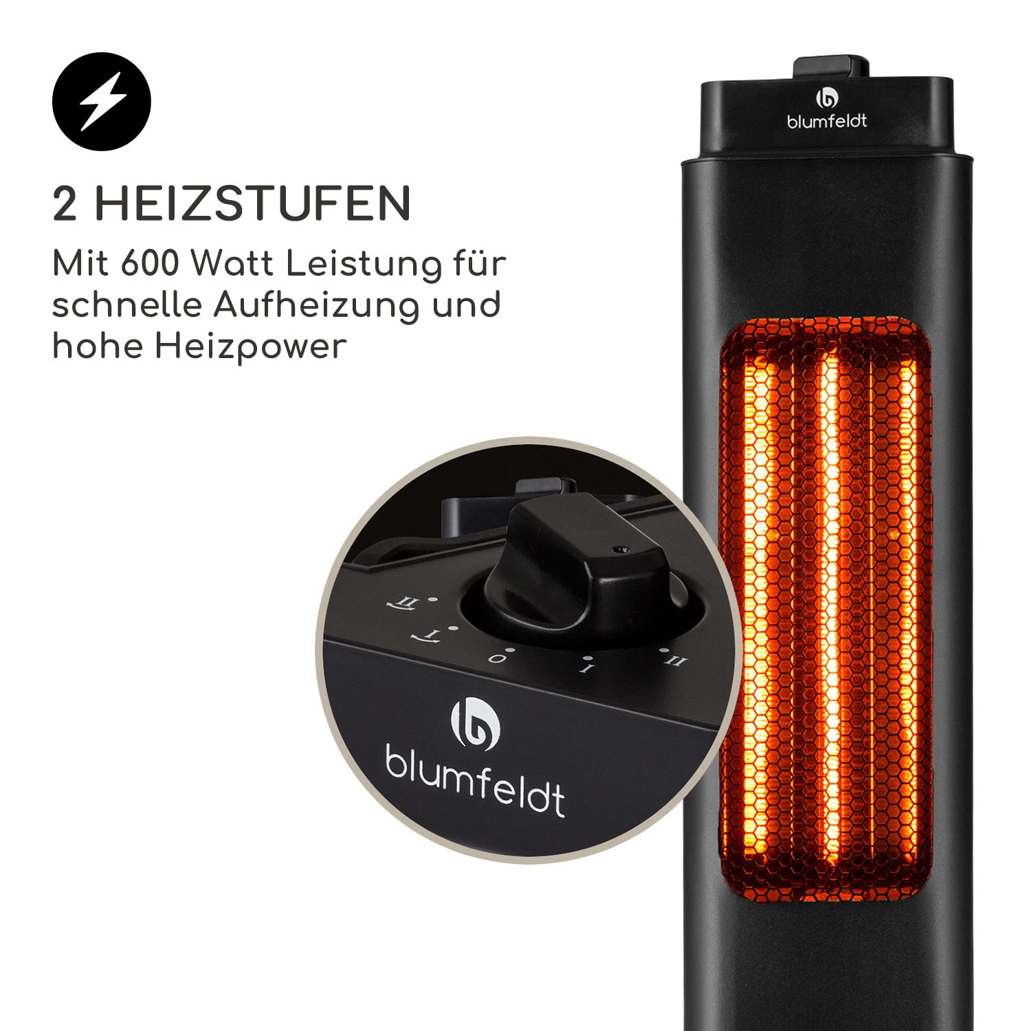 Heat Guru Tri-Mini Standheizstrahler 600W 2 Heizstufen IP65 Schwingfunktion Schwarz 4 Heat Guru Tri-Mini Standheizstrahler 600W 2 Heizstufen IP65 Schwingfunktion Schwarz – Bild 4