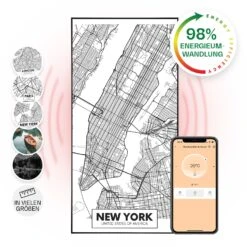 Wonderwall Air Art Smart Infrarotheizung Map New York 60x120cm 700W