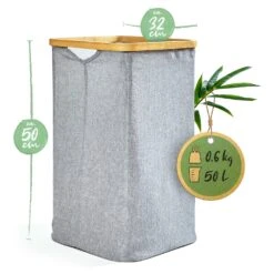 Wäschekorb Eckig Bambus Baumwollleinen Einfacher Aufbau -Haushaltsgeräte 10037999 yy 0008 logo