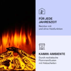 Klarstein Lamington Elektrokamin 2000 W LED-Flammen Heizlüfter Timer Ambientelicht -Haushaltsgeräte 10038006 de 0006 logo