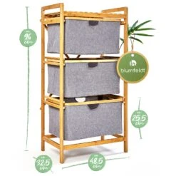 Wäscheregal 3 Schubladen 3 Etagen Bambus Baumwolle -Haushaltsgeräte 10038013 yy 0011 dimensions