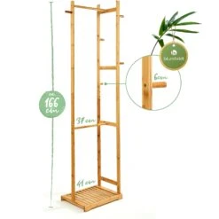 Garderobe 5 Haken 2 Kleiderstangen Ablagefläche Bambus -Haushaltsgeräte 10038016 yy 0005 logo
