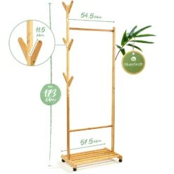 Garderobe Ablage Kleiderständer 57,5 X 173cm Asymmetrisch Bambus -Haushaltsgeräte 10038021 yy 0007 logo